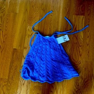 ZARA crochet blue tie top